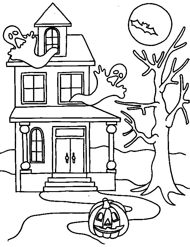 coloriage maison hantee